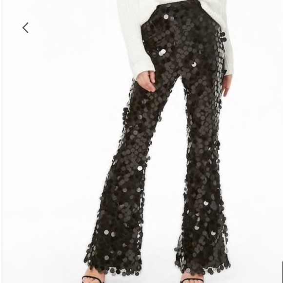black sequin flare pants